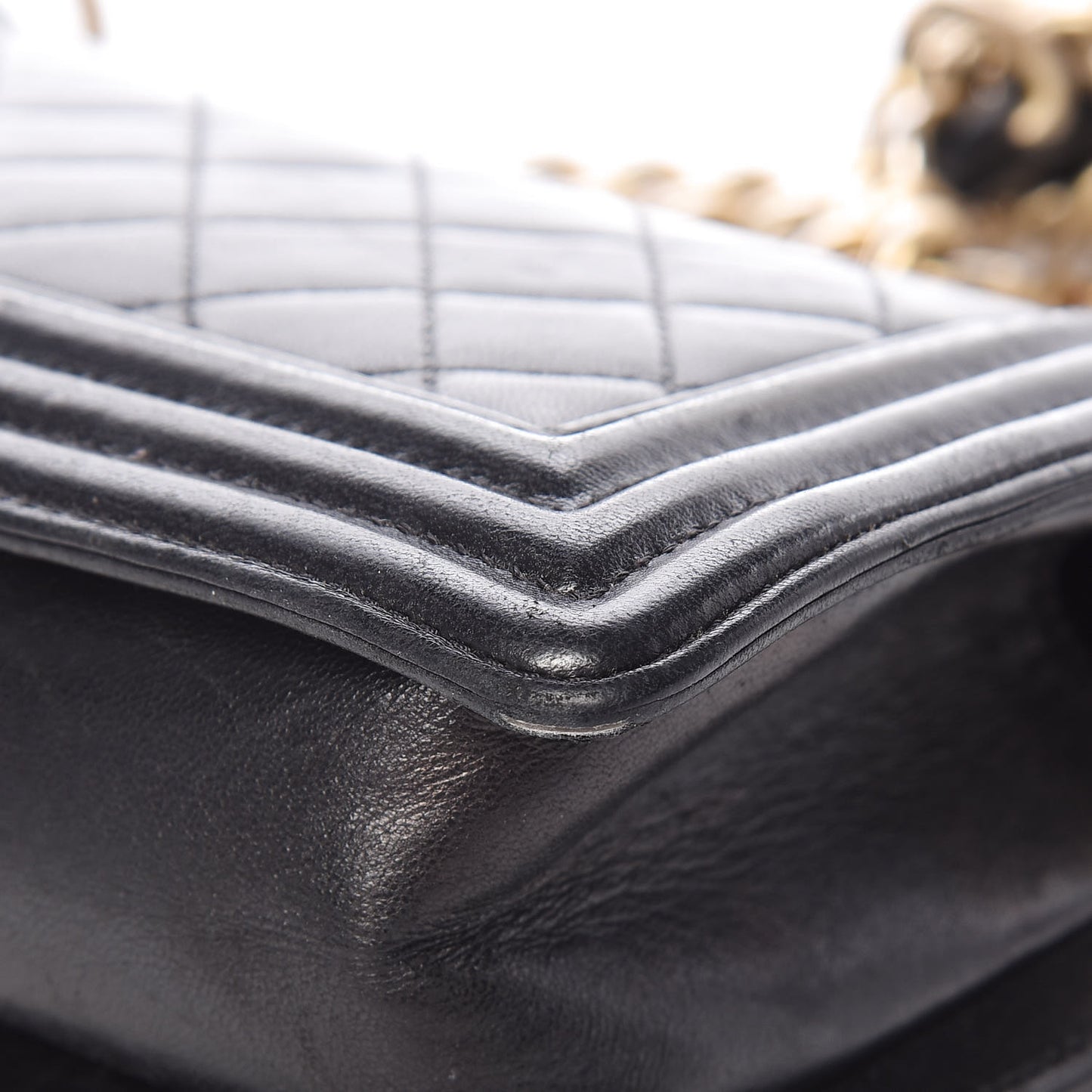 Lambskin Quilted Small Boy Flap Black
