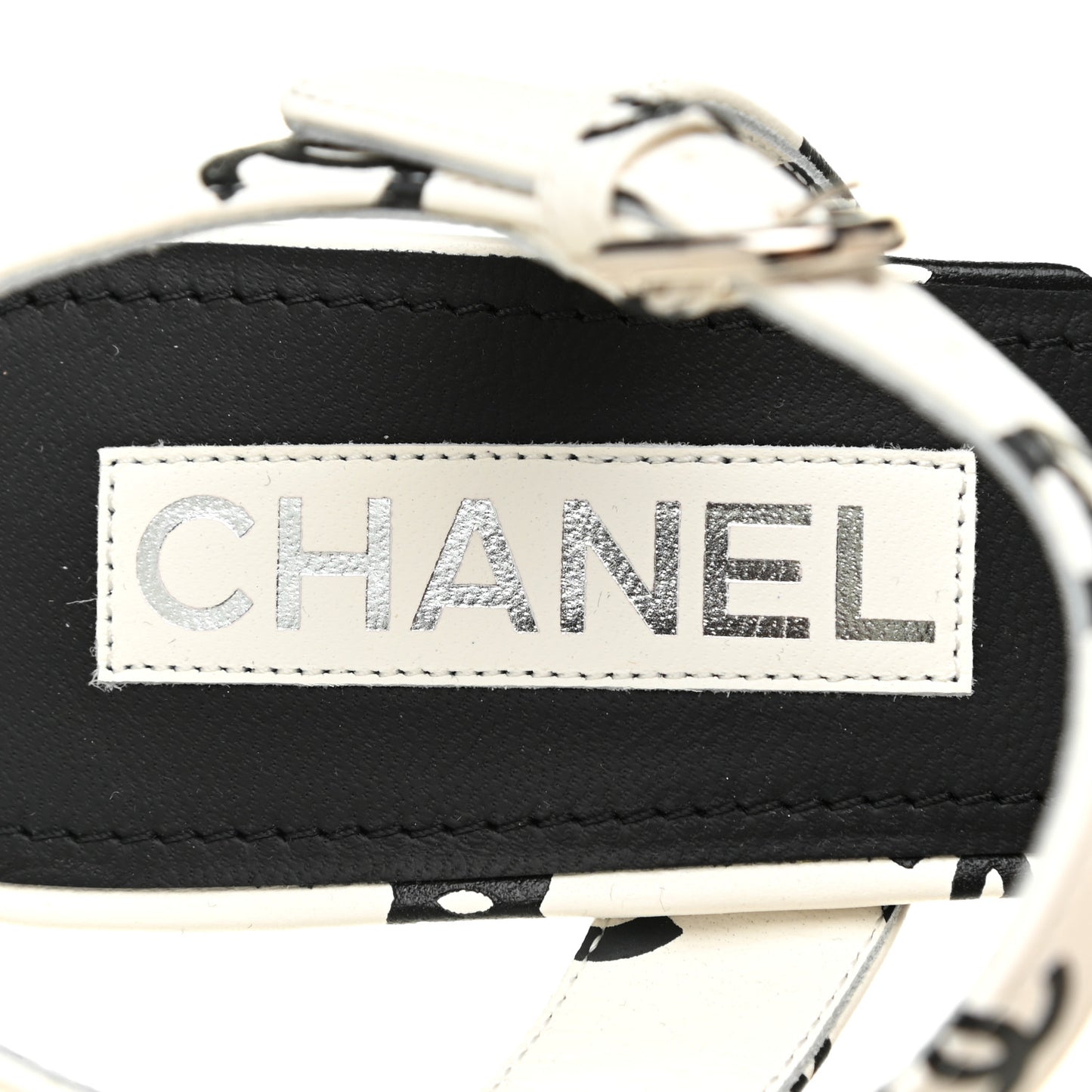 Printed Lambskin Coco Beach Platform Sandals 39 White Black