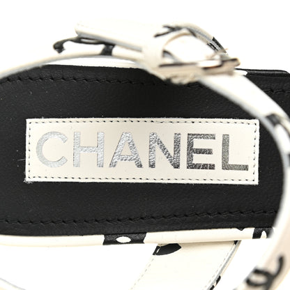 Chanel Printed Lambskin Coco Beach Platform Sandals 39 White Black 8 of 9