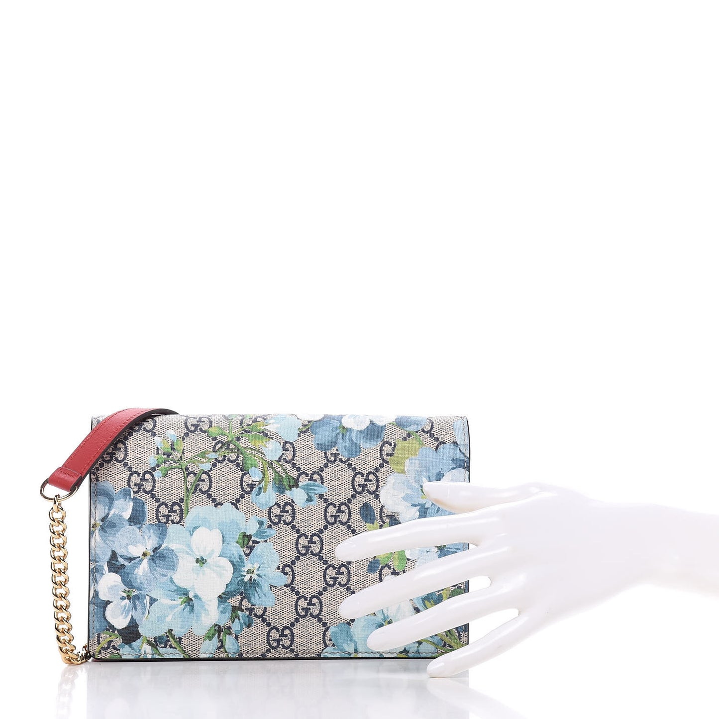 GG Supreme Monogram Blooms Chain Wallet Blue