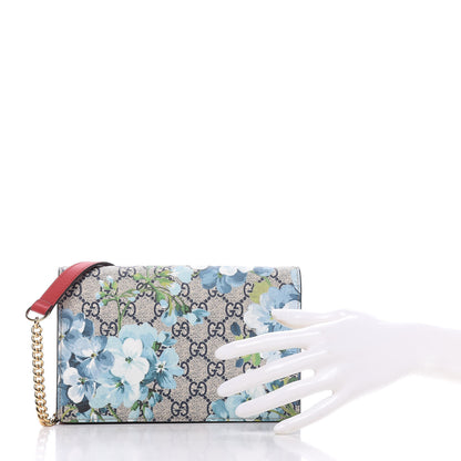 Gucci GG Supreme Monogram Blooms Chain Wallet Blue 2 of 9