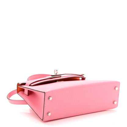 Hermes Chevre Mysore Verso Mini Kelly Sellier 20 Rose Confetti Sanguine 4 of 13