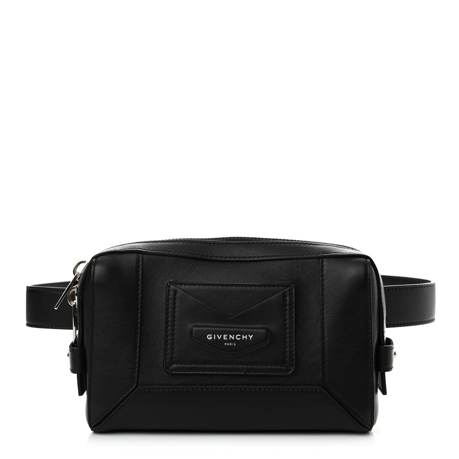 Givenchy Calfskin Logo Belt Bum Bag Hip Pouch Black 1 of 9