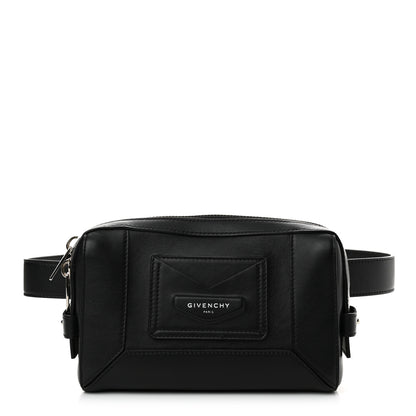 Givenchy Calfskin Logo Belt Bum Bag Hip Pouch Black 1 of 9