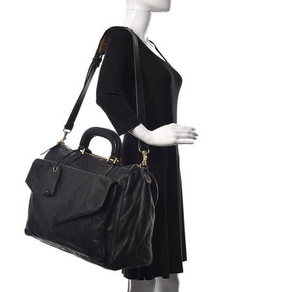 Chanel Calfskin Diamond Stitched Duffle Bag Black 2 of 23