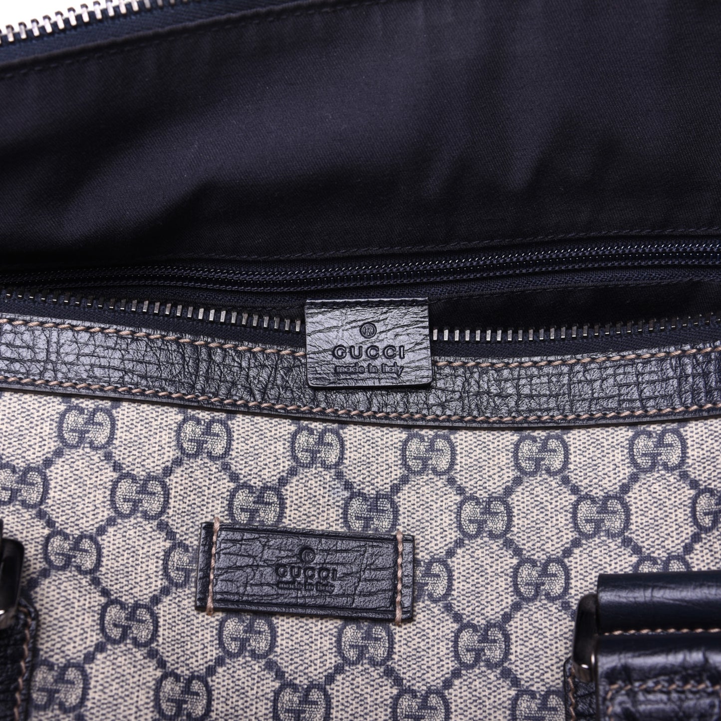 GG Supreme Monogram Web Large Carry On Duffle Bag Navy