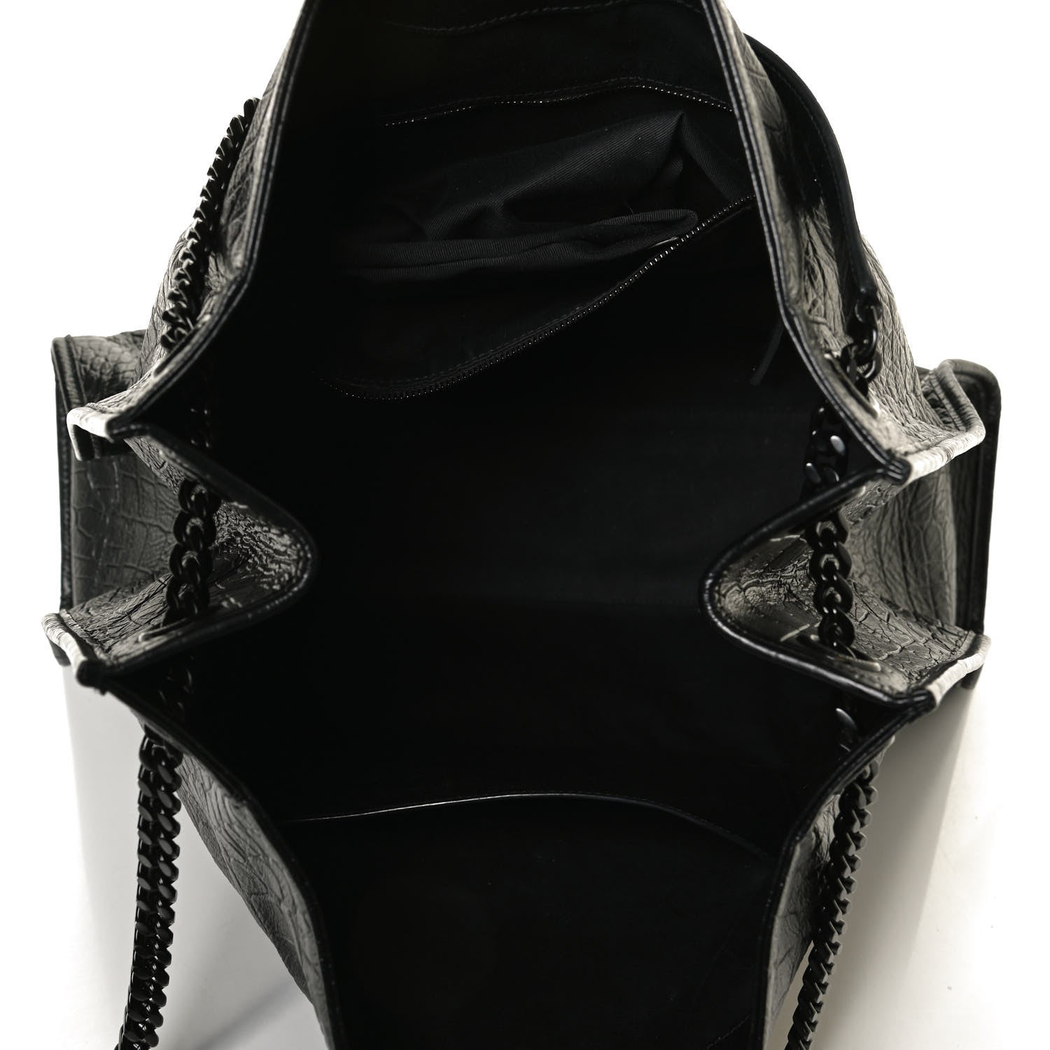 Saint Laurent Calfskin Crocodile Embossed Monogram Large Niki Shopping Bag Black 5 of 10