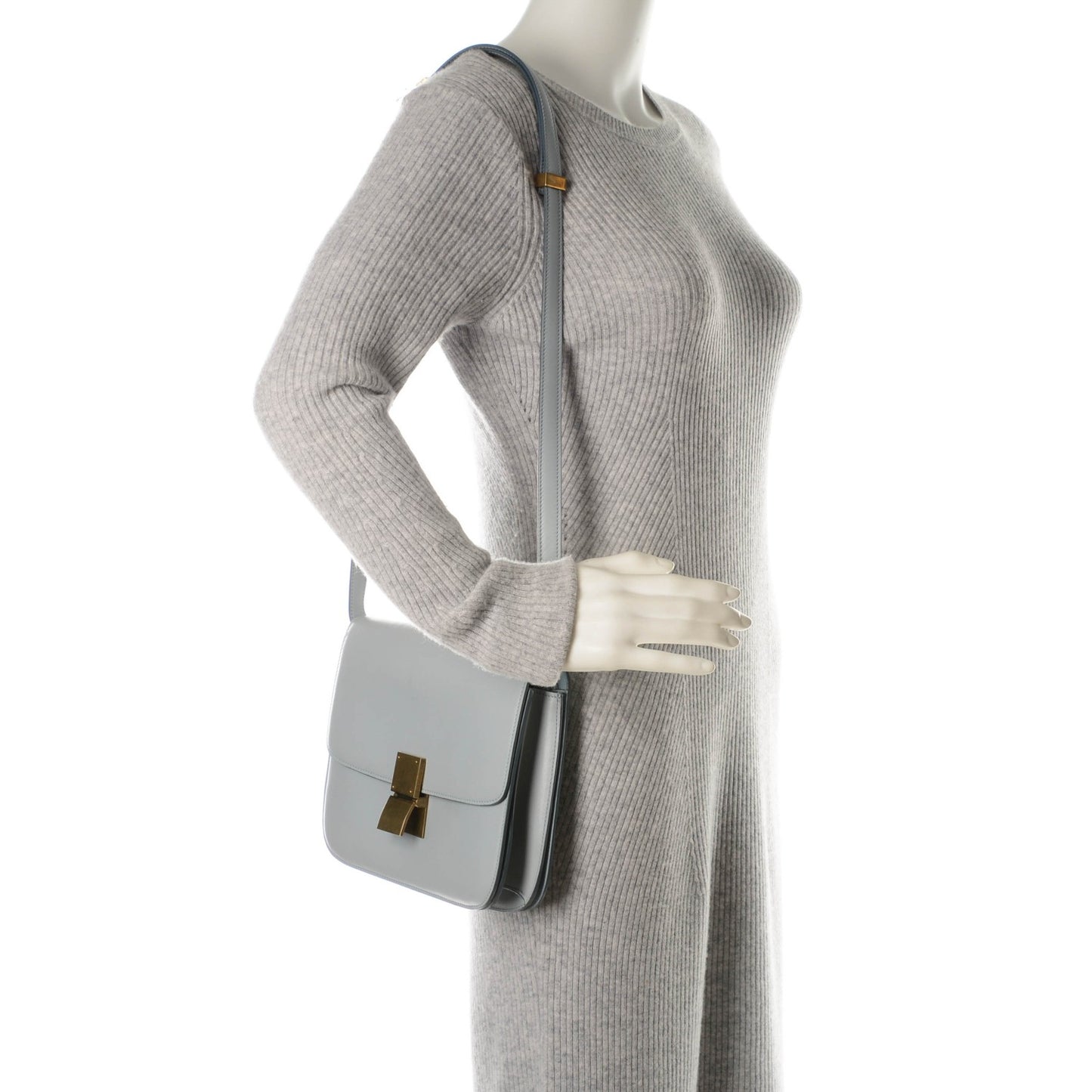 Box Calfskin Medium Classic Box Flap Bag Sky