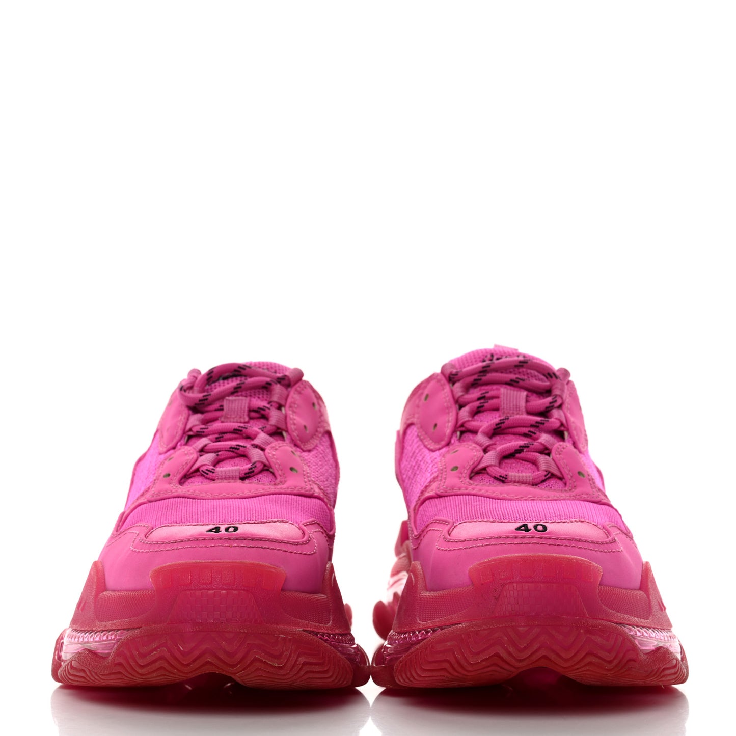 Fabric Mesh Clear Sole Fluo Womens Triple S Sneakers 40 Pink