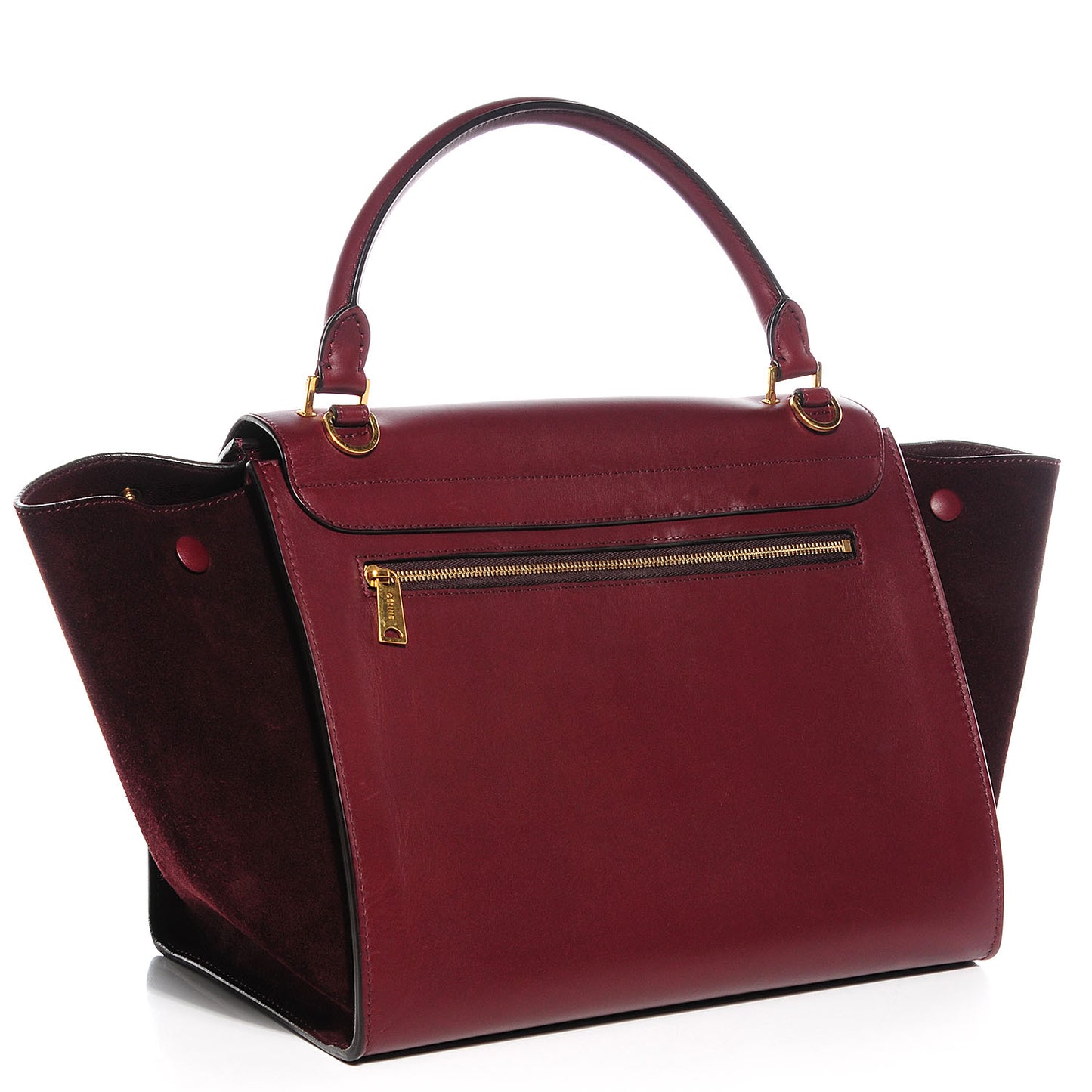 Smooth Calfskin Suede Medium Trapeze Burgundy