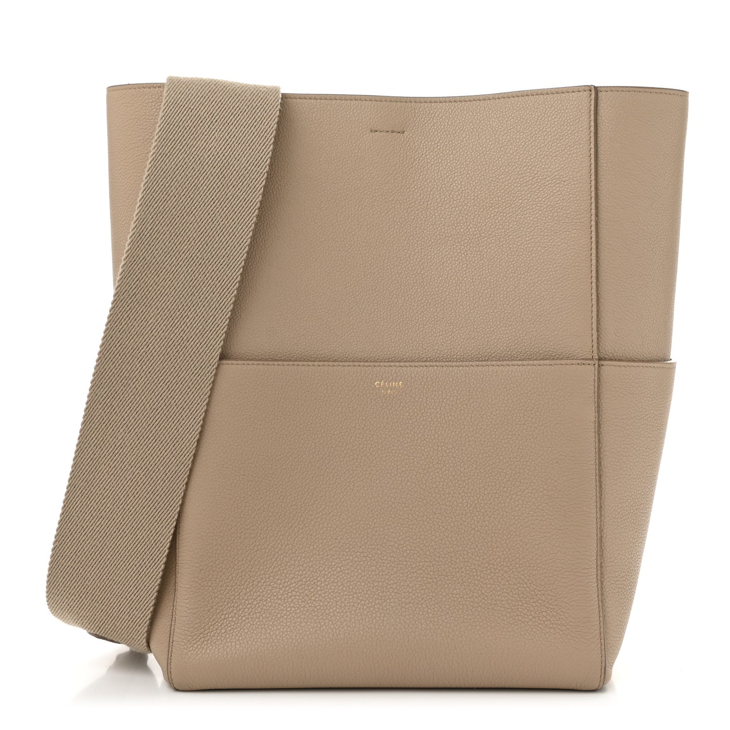 Soft Grained Calfskin Sangle Bucket Bag Dune