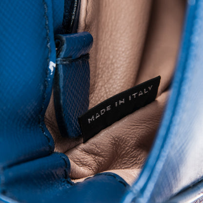 Prada Saffiano Vernice Sound Shoulder Bag Azzurro 7 of 8