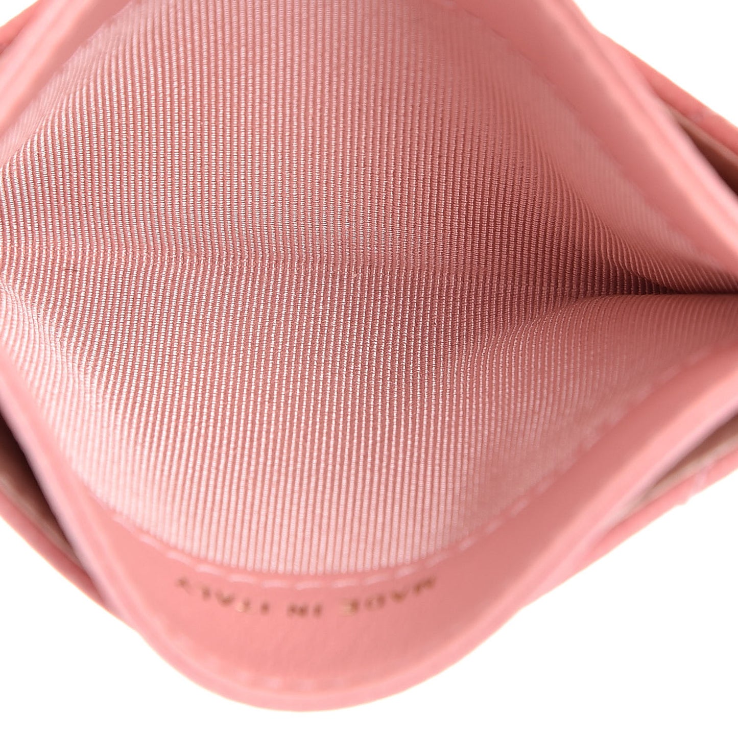 Caviar Chevron Quilted Card Holder Wallet Pink