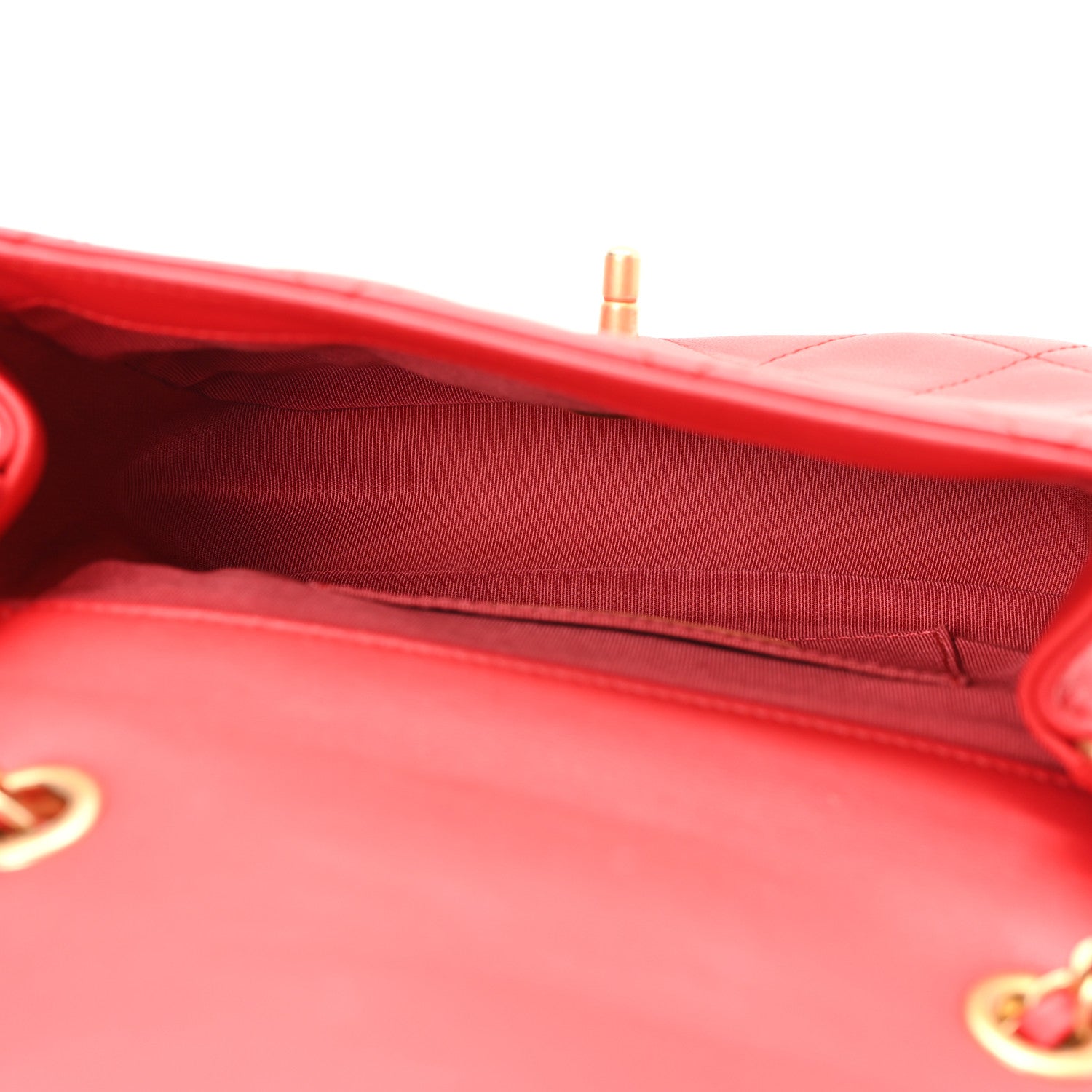 Chanel Lambskin Quilted Small Circular Handle Bag Brilliant Rouge 5 of 11