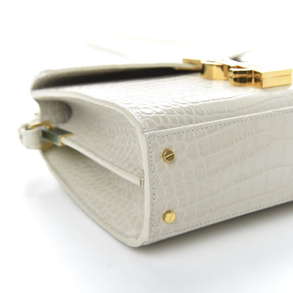 Saint Laurent Crocodile Embossed Mini Classic Monogram Cassandra Top Handle Crema Soft 6 of 9