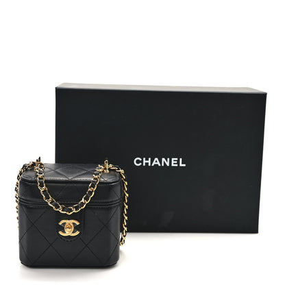 Chanel Lambskin Quilted Vanity Clutch With Chain Black 13 of 13
