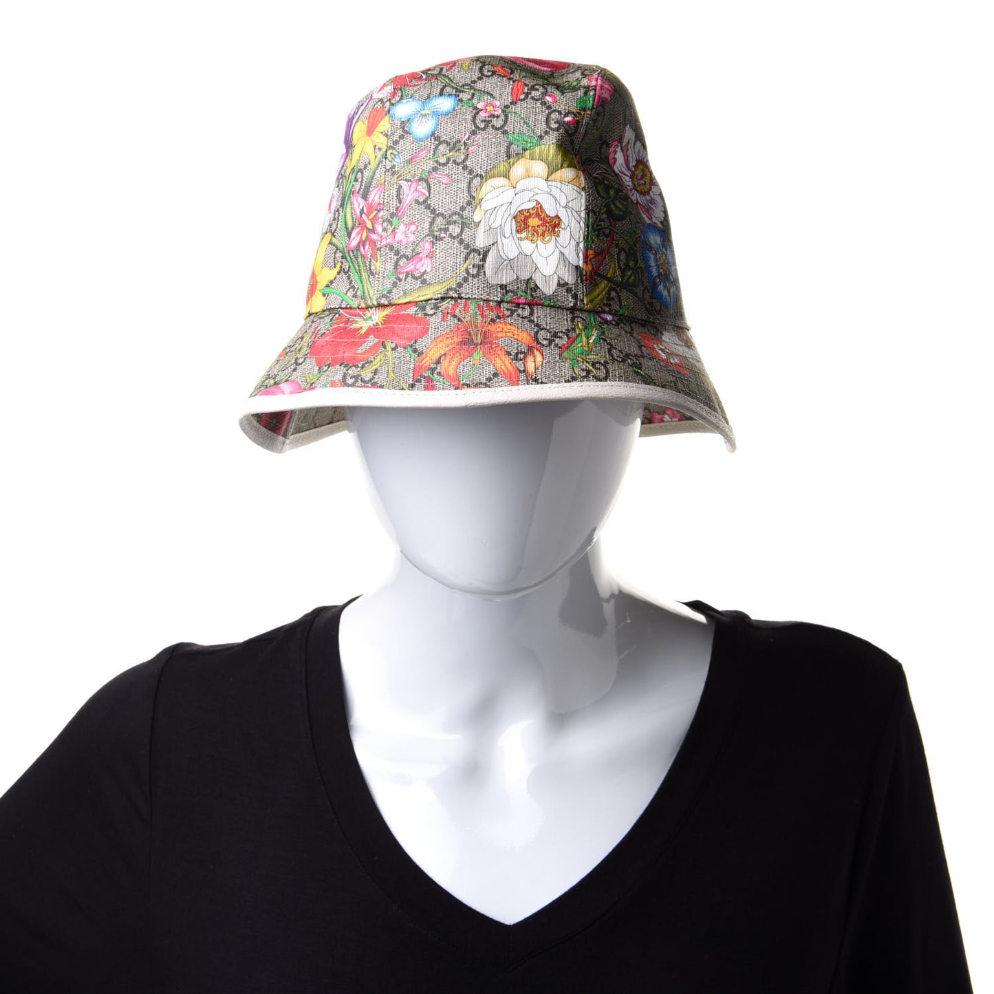GG Supreme Monogram Flora Fedora Hat M White