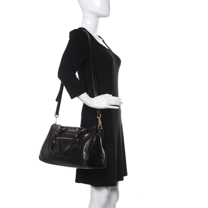 Miu Miu Vitello Shine Zip Tote Black 2 of 9