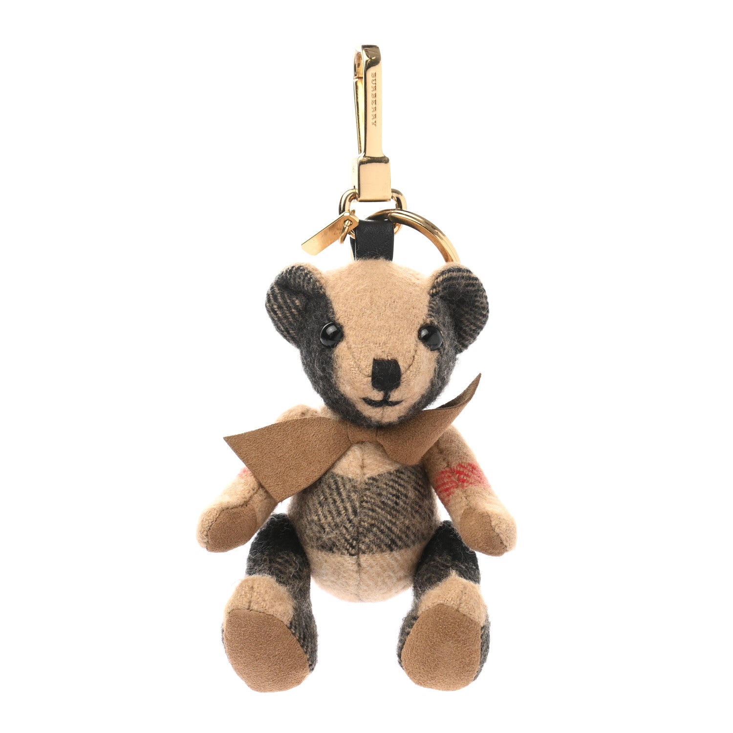 Burberry Cashmere Calfskin Thomas Bow Tie Teddy Bear Keychain Charm Archive Beige 1 of 3