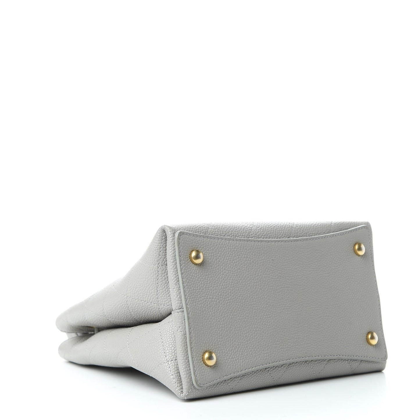 Grained Calfskin Stitched Small Drawstring Bag Grey
