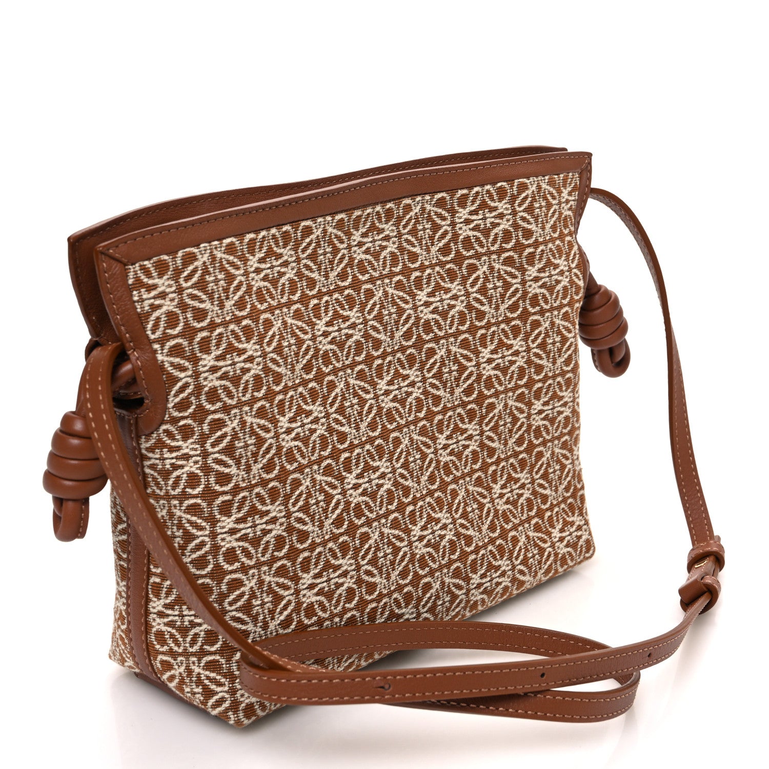 Loewe Jacquard Anagram Calfskin Mini Flamenco Knot Clutch Tan Pecan 3 of 9