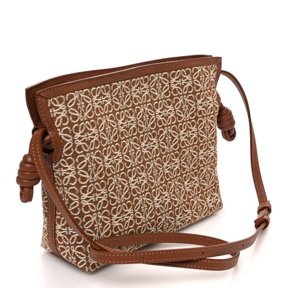 Loewe Jacquard Anagram Calfskin Mini Flamenco Knot Clutch Tan Pecan 3 of 9