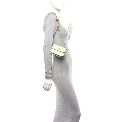 Chanel Lambskin Quilted Pearl Crush Clutch With Chain Light Green 2 of 11