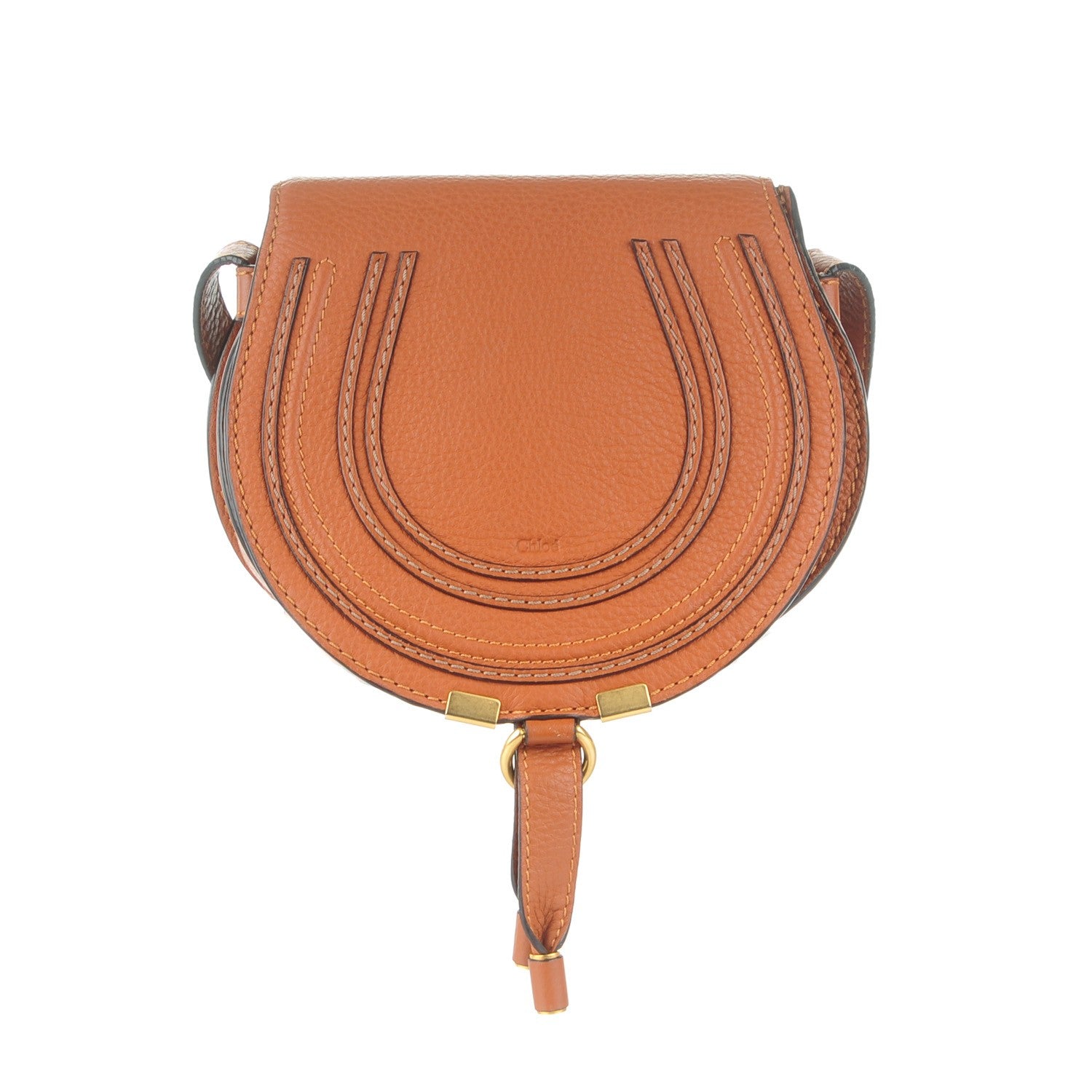 Chloe Calfskin Mini Marcie Round Crossbody Bag Tan 1 of 9
