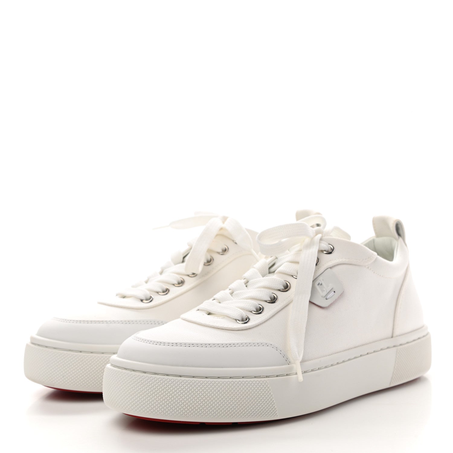 Christian Louboutin Toile Calfskin Simplerui Flat Sneakers 39.5 White 3 of 9
