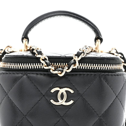 Chanel Lambskin Quilted Top Handle Mini Vanity Case With Chain Black 8 of 10