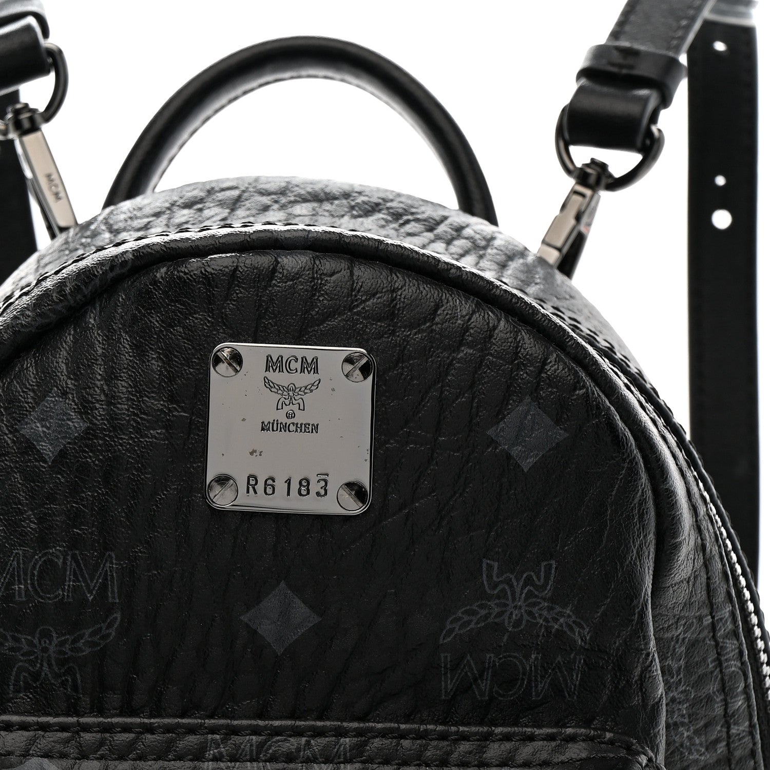 MCM Visetos Side Stud Mini Stark Backpack Black 10 of 14
