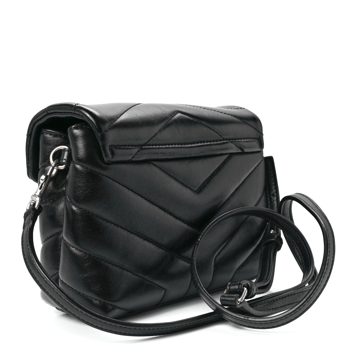 Calfskin Y Quilted Monogram Toy Loulou Crossbody Bag Black