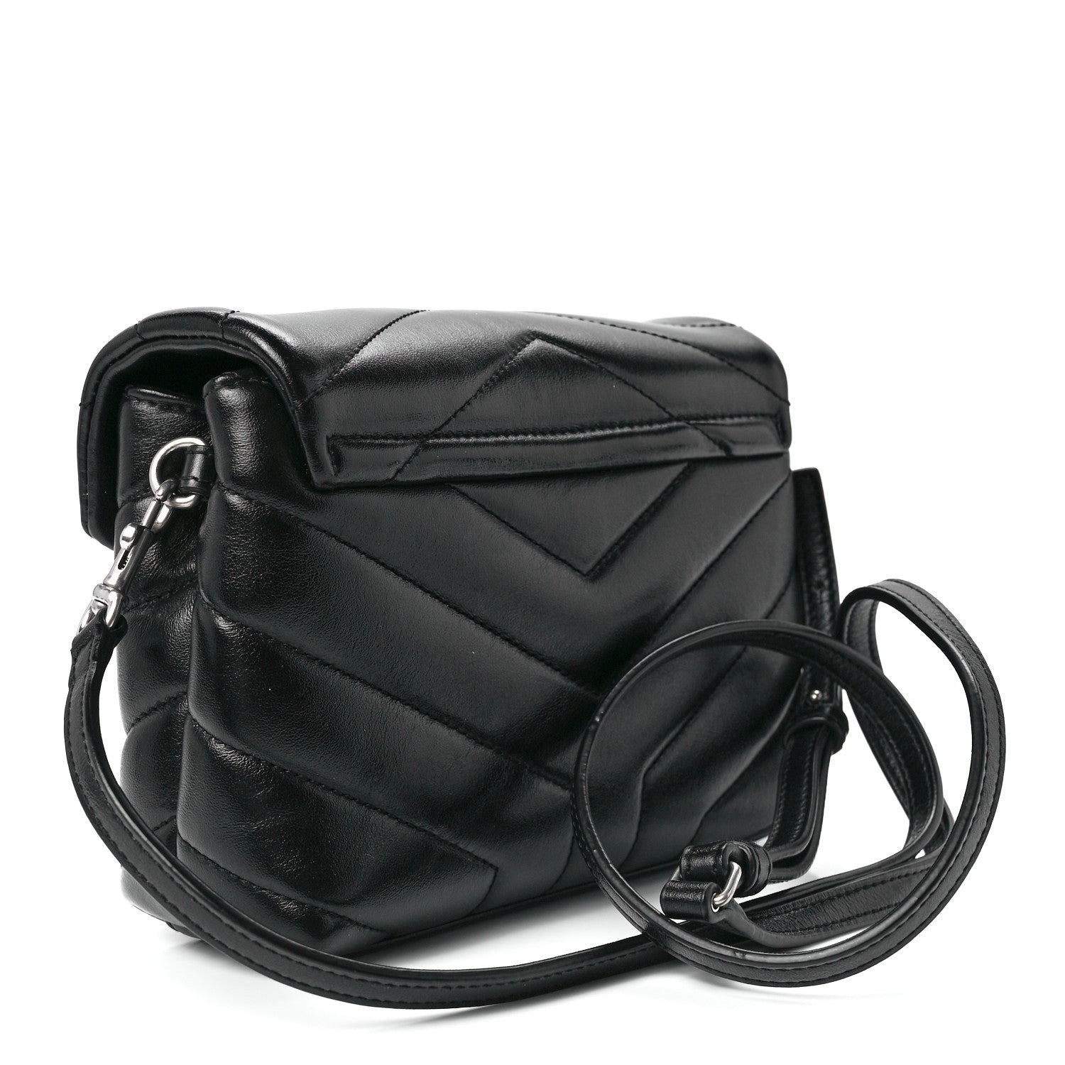 Saint Laurent Calfskin Y Quilted Monogram Toy Loulou Crossbody Bag Black 3 of 12