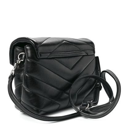 Saint Laurent Calfskin Y Quilted Monogram Toy Loulou Crossbody Bag Black 3 of 12