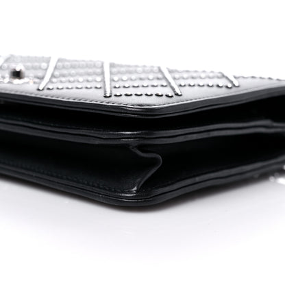 Chanel Lambskin Crystal Quilted Wallet On Chain WOC Black 10 of 15