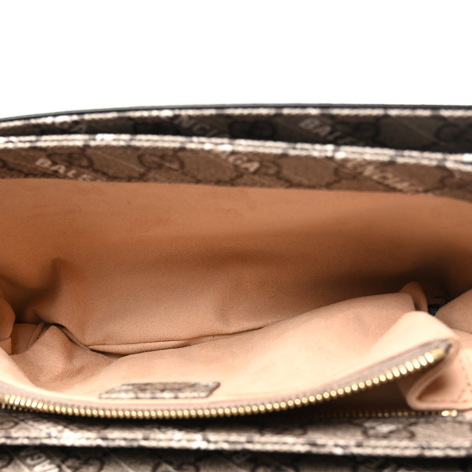 Gucci X BALENCIAGA GG Supreme Monogram Logo Print Horsebit 1955 Shoulder Bag Beige Ebony 5 of 10