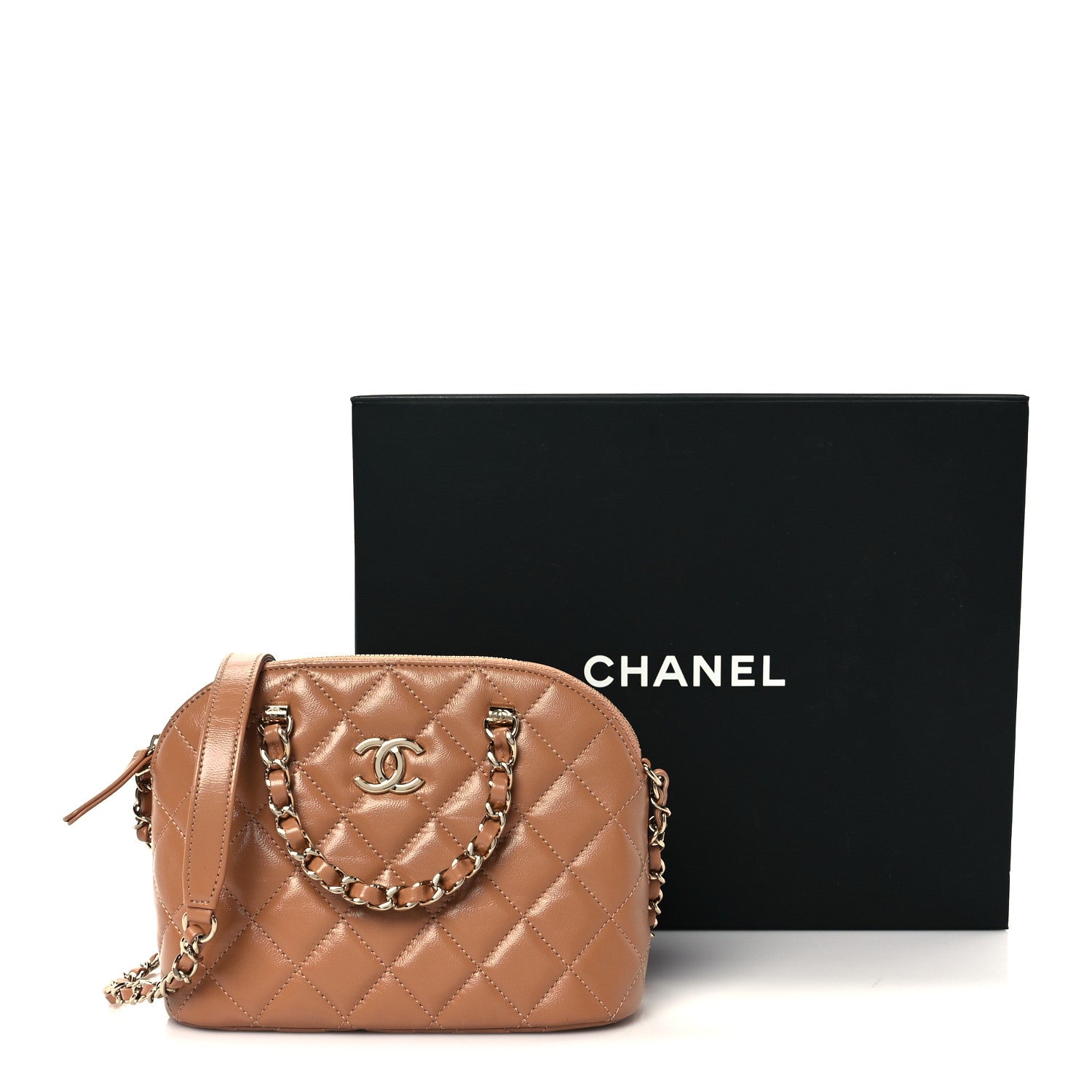 Chanel Shiny Lambskin Quilted Shiny Coco Clutch With Chain Dark