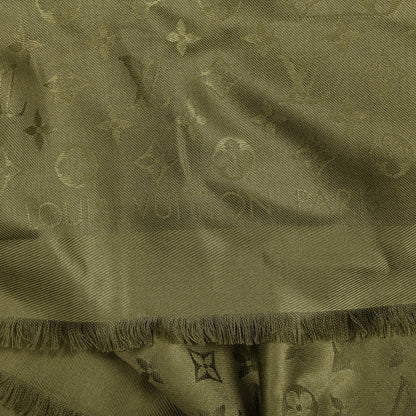 Louis Vuitton Silk Wool Monogram Shawl Kaki 2 of 3