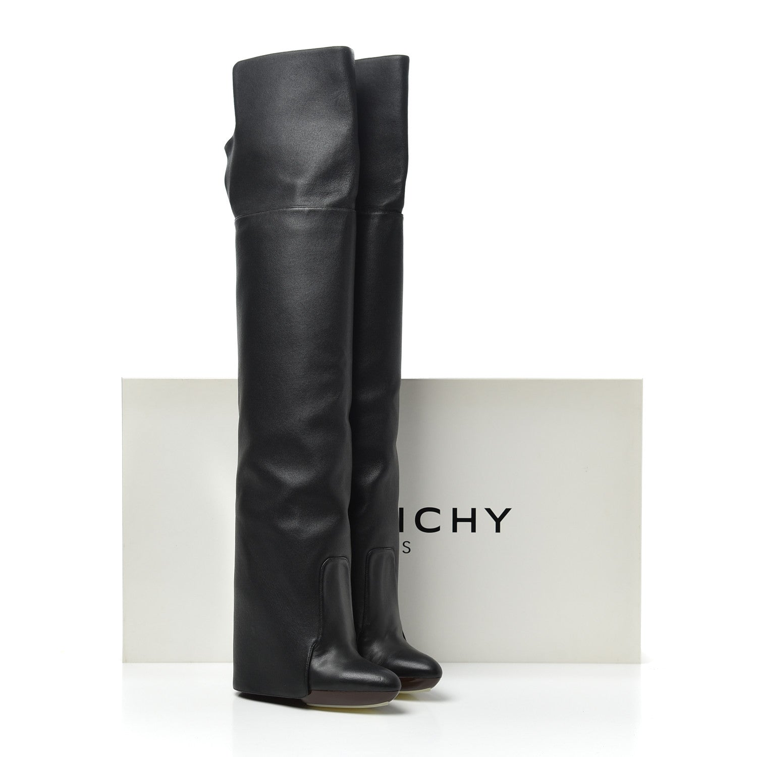 Givenchy Calfskin Newton Over The Knee Boots 35.5 Black Marron 18 of 18