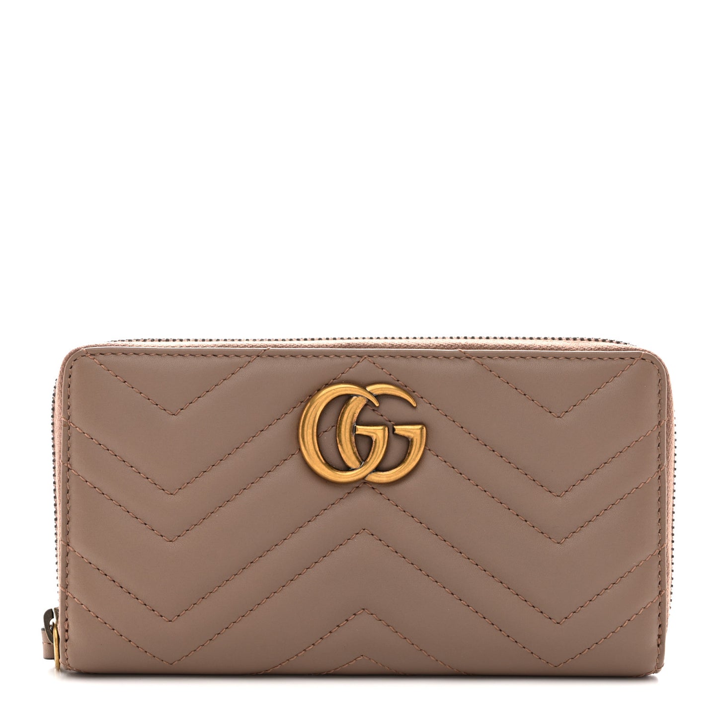 Calfskin Matelasse GG Marmont Zip Around Wallet Porcelain Rose