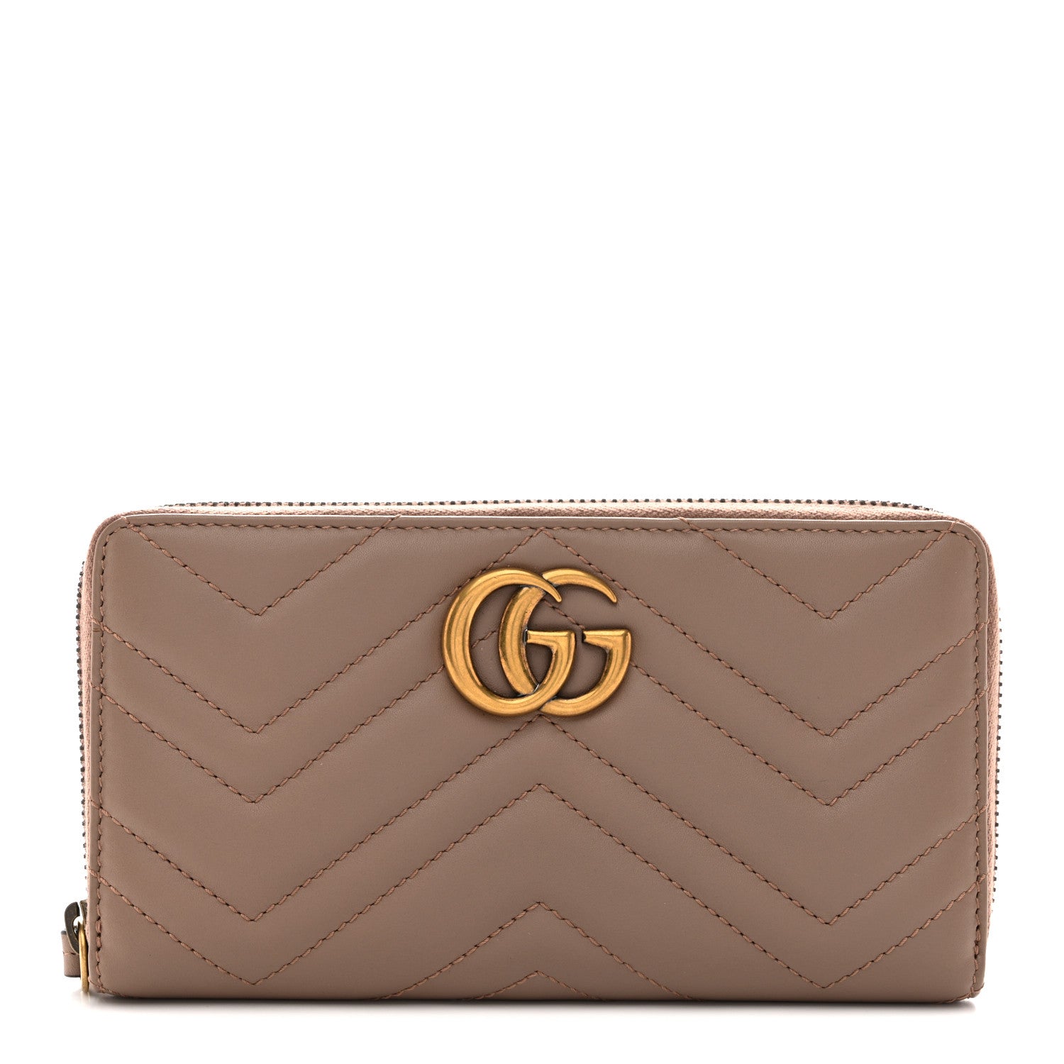 Gucci Calfskin Matelasse GG Marmont Zip Around Wallet Porcelain Rose 1 of 8