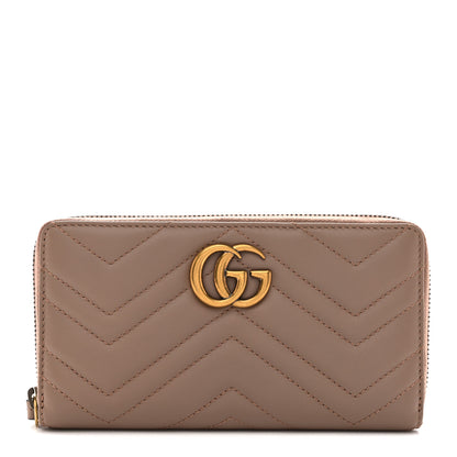 Gucci Calfskin Matelasse GG Marmont Zip Around Wallet Porcelain Rose 1 of 8