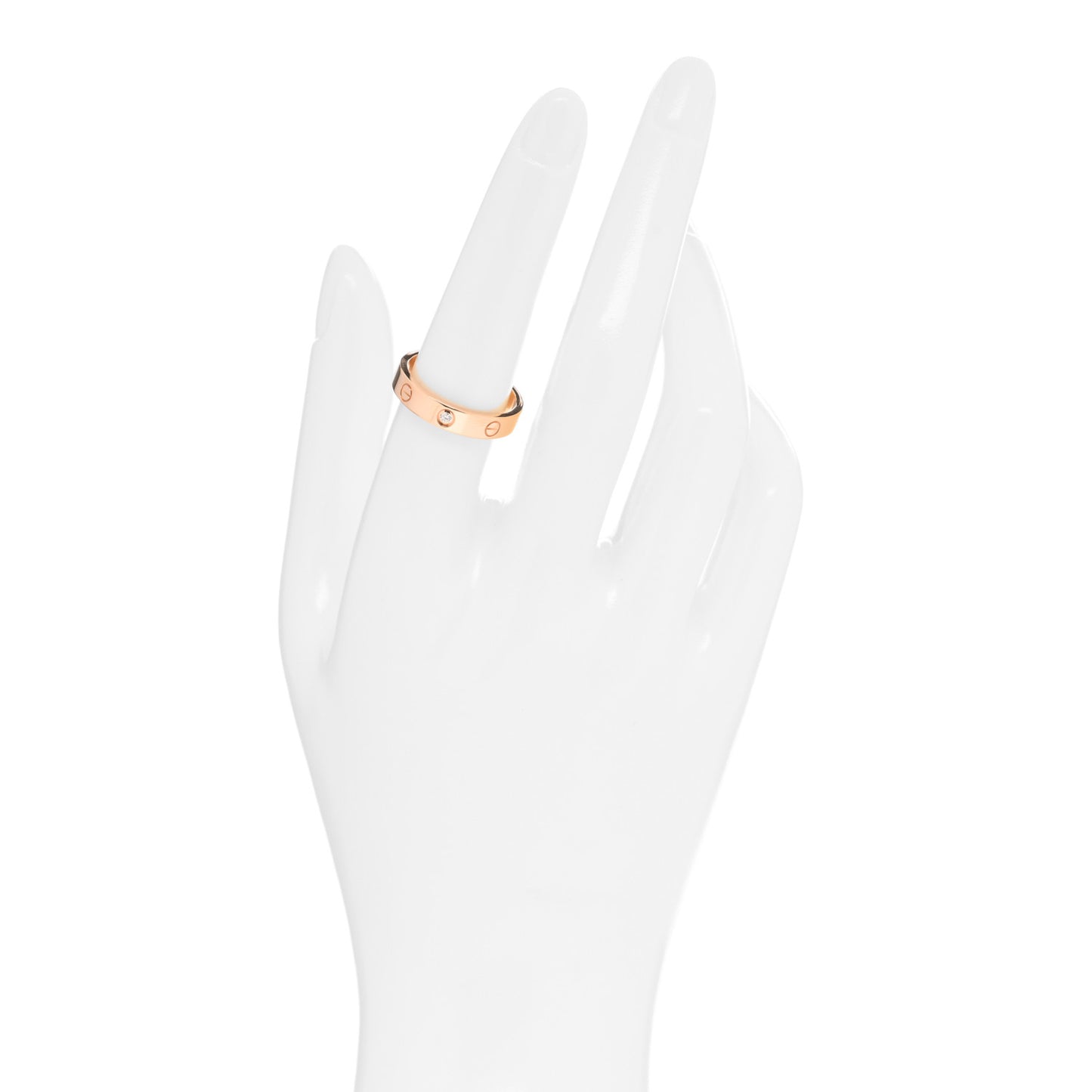 18K Pink Gold Diamond 4mm LOVE Wedding Band Ring 56 7.5