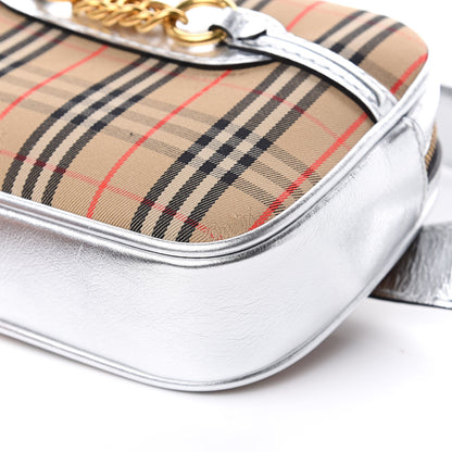 Burberry Metallic Smooth Calfskin 1983 Knight Check Link Bum Bag Silver 8 of 9