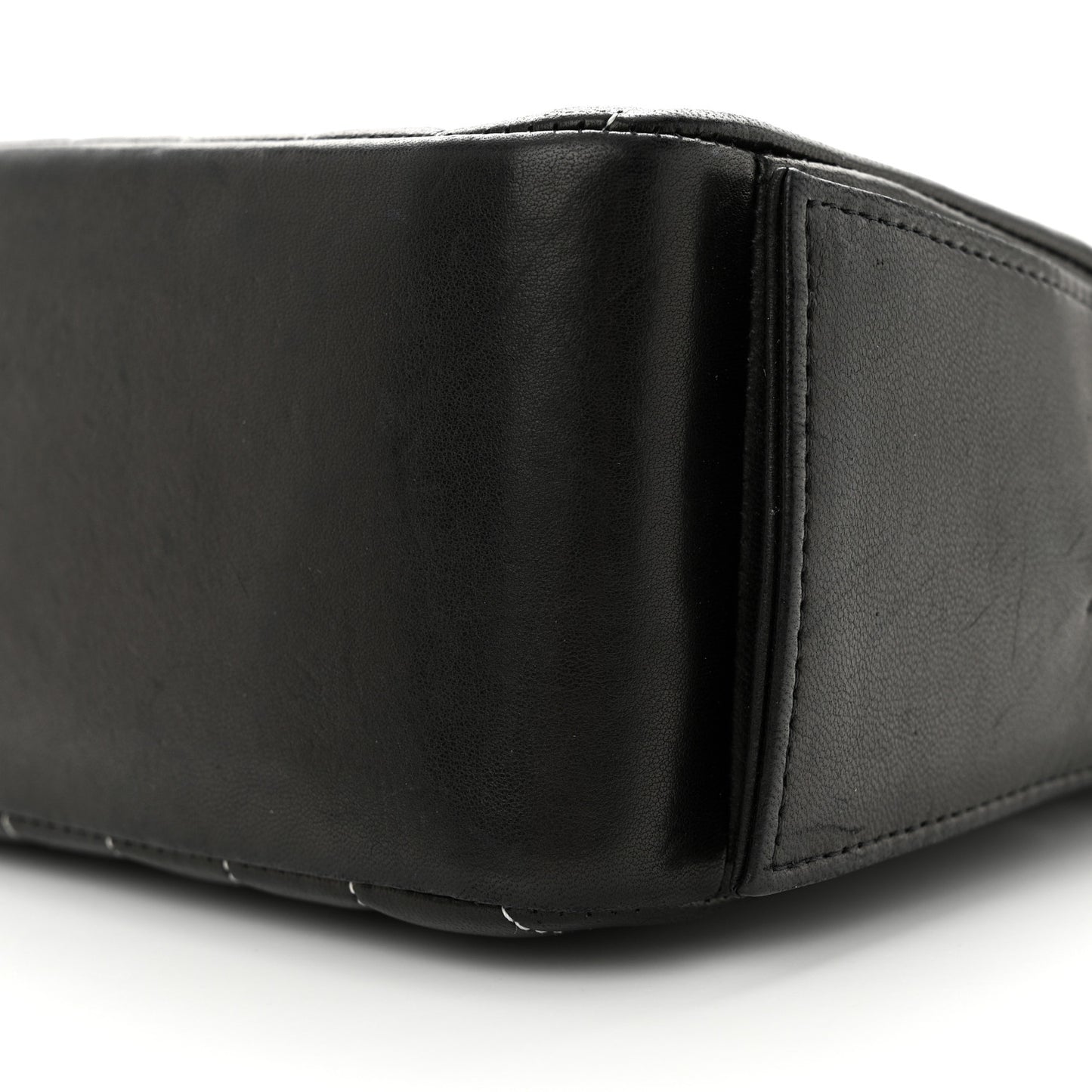 Lambskin Vertical Quilted Mademoiselle Small Camera Case Black