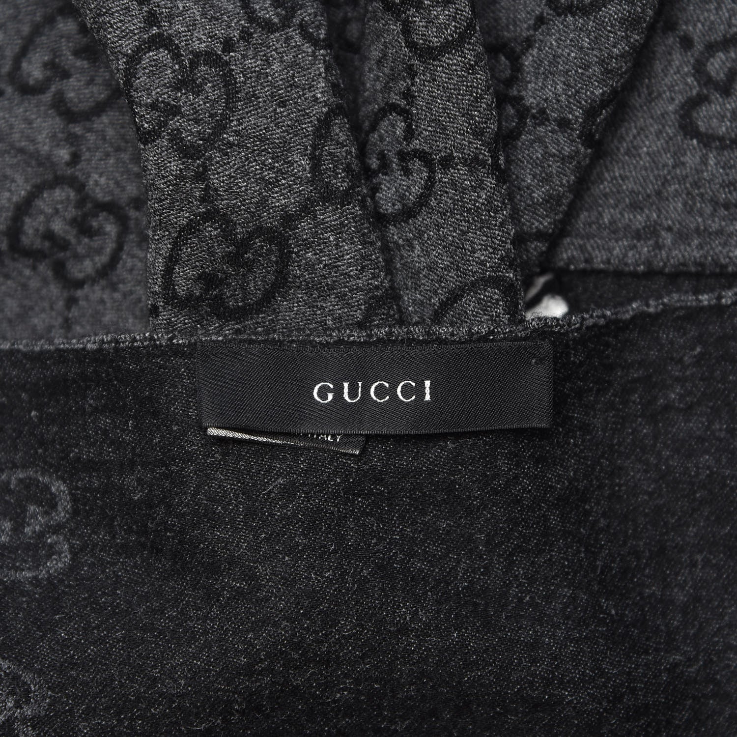 Gucci Wool Silk GG Monogram GGNat Scarf Anthracite 4 of 4