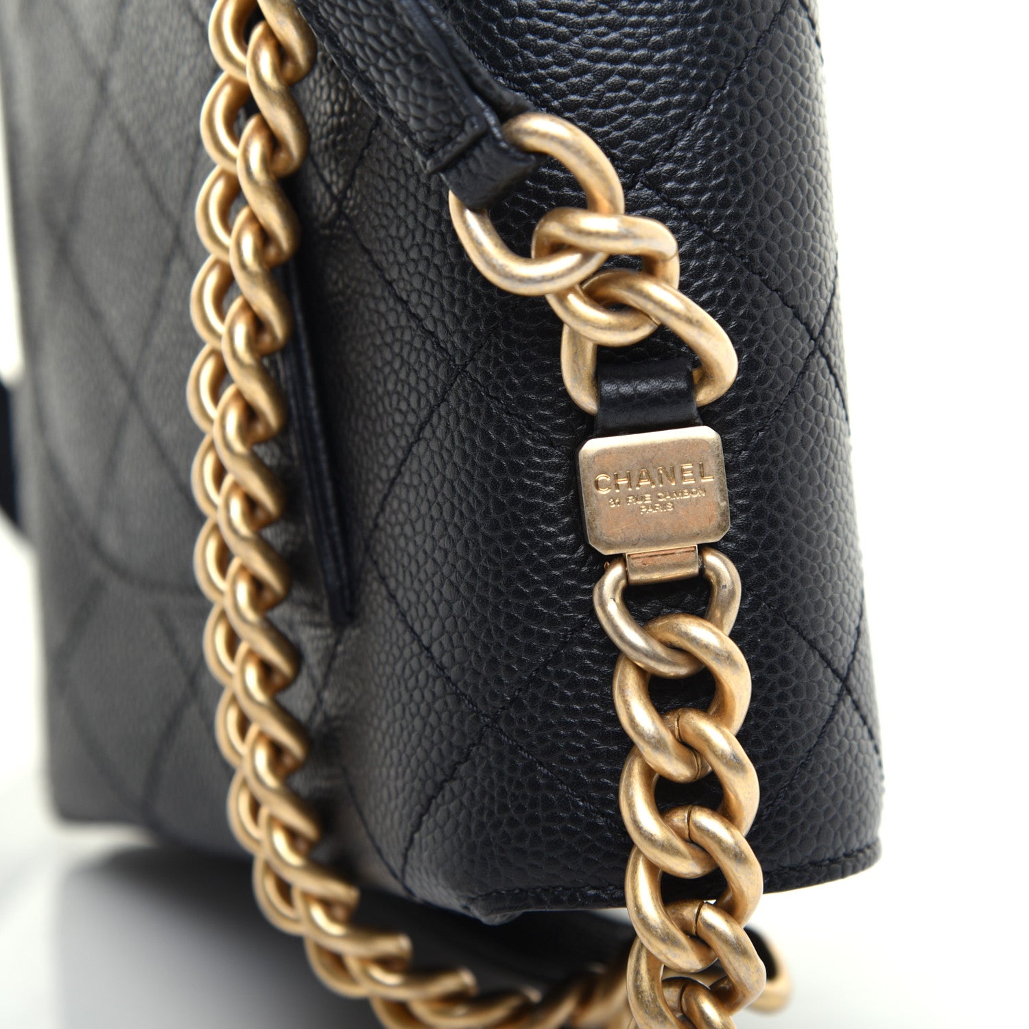 Chanel Caviar Diamond Stitched Small Top Handle Flap Black 10 of 12