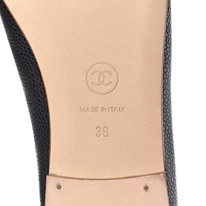 Chanel Caviar Cap Toe Ballerina Flats 38 Black 8 of 9