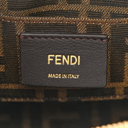 Fendi Paglia Chicco Riso Vitello King Plexiglass Logo Embroidered Mini By The Way Top Handle Boston Bag Alchemy Brandy 6 of 10