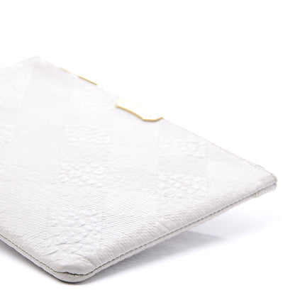 Burberry Signature Grain Calfskin Check Embossed Large Penelope Pouch Stone White 9 of 9